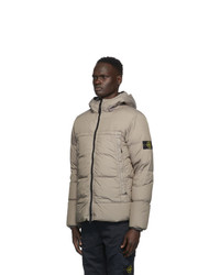 Stone Island Taupe Down Hooded Jacket