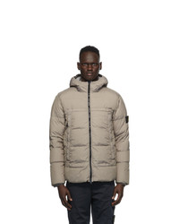 Stone Island Taupe Down Hooded Jacket