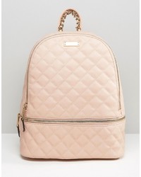 Beige Quilted Backpack