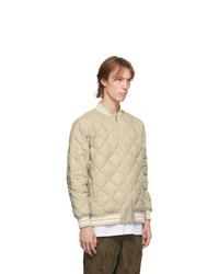 TAION Beige Down City Bomber Jacket