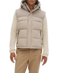 NOIZE Mixed Media Water Resistant Hooded Puffer Vest