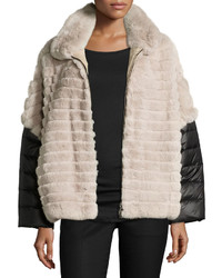 GORSKI Rabbit Fur Jacket W Removable Down Sleeves Taupe
