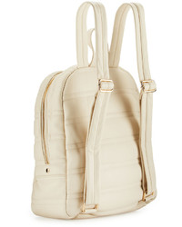 Neiman Marcus Classic Quilted Faux Leather Backpack Almond