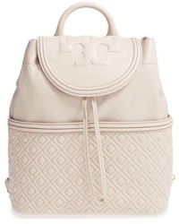 Tory Burch Fleming Quilted Lambskin Leather Backpack Black