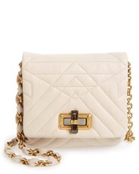 Beige Quilted Leather Crossbody Bag