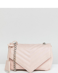 Glamorous Quilted Chevron Cross Body Bag In Beige