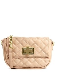 Asos Quilted Cross Body Bag With Chunky Chain Nude