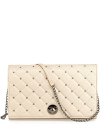 Neiman Marcus Quilted Faux  Leather Crossbody Bag Ivory