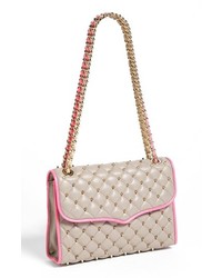 Rebecca Minkoff Quilted Affair With Studs Convertible Crossbody Bag Gray Neon Pink