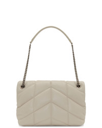 Saint Laurent White Small Puffer Loulou Quilted Chain Bag