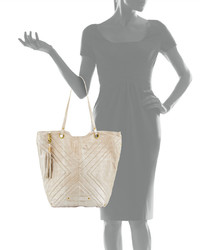 Badgley Mischka Eden 2 Quilted Leather Tote Bag Sand