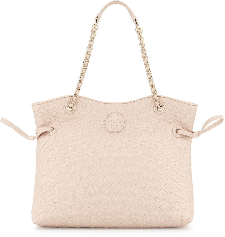Tory Burch Marion Quilted Slouchy Tote Bag Light Oak, $650 | Neiman Marcus  | Lookastic