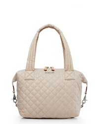 Beige Quilted Nylon Tote Bag