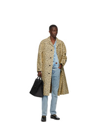 Gucci Beige And Black Jacquard Leopard Coat