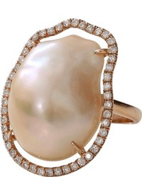 Jordan Alexander Beige Baroque Pearl Slice Ring