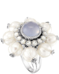 Lalique Muguet Pearl Chalcedony Ring With Diamonds Size 6