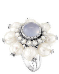 Lalique Muguet Pearl Chalcedony Ring With Diamonds Size 6