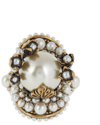 Gucci Pearl Effect Embellished Flower Ring