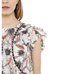 Isabel Marant Floral Printed Gauze Ruffled Top