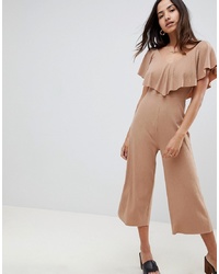 ASOS DESIGN Jumpsuit In Rib Jersey With Overlay Detail