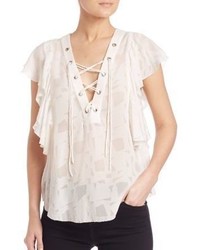 Beige Ruffle Lace Blouse