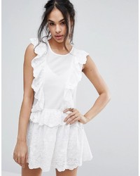 Missguided Broderie Lace Ruffle Mini Dress