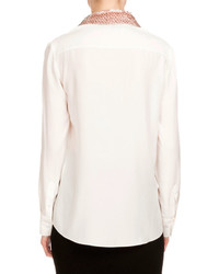 Altuzarra Paillette Collar Button Front Blouse Natural White