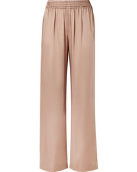 Beige Satin Wide Leg Pants