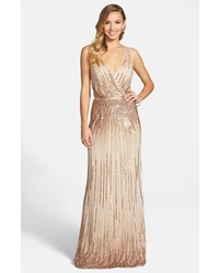 Adrianna Papell Beaded Surplice Gown