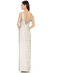 Halston Heritage Sequined Gown With Side Slit