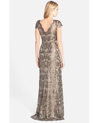 Tadashi Shoji Illusion Yoke Sequin Lace Gown