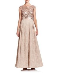Kay Unger Sequined Jacquard Ball Gown