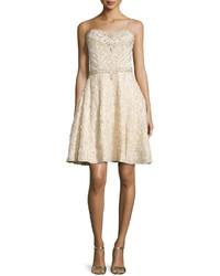 Sue Wong Spaghetti Strap Fit Flare Sequined Dress