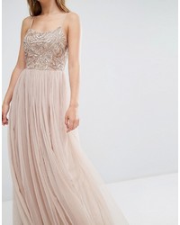Maya Cami Strap Maxi Dress With Tulle Skirt And Embellisht