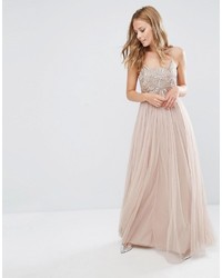 Maya Cami Strap Maxi Dress With Tulle Skirt And Embellisht