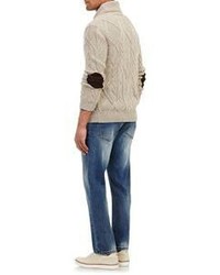 Isaia Cable Knit Long Cardigan Nude