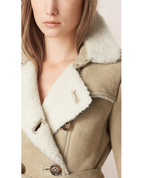 Burberry Double Breasted Shearling Coat