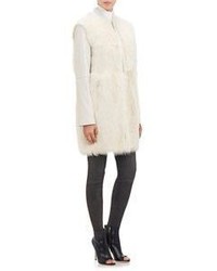 Vince Leather Shearling Coat Colorless