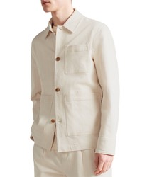 Ted Baker London Calvo Stretch Cotton Button Up Jacket In Ecru At Nordstrom
