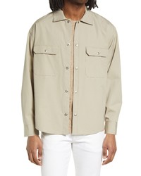 Frame Cotton Snap Up Overshirt In Canvas Beige At Nordstrom