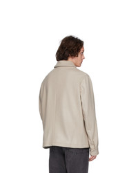 AMI Alexandre Mattiussi Off White Wool Buttoned Shirt Jacket