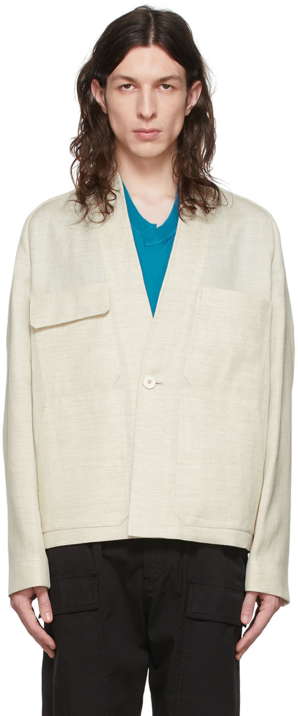 Ermenegildo Zegna Couture Off White Wool Jacket, $2,670 | SSENSE ...