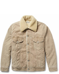 Remi Relief Shearling Trimmed Cotton Blend Corduroy Jacket