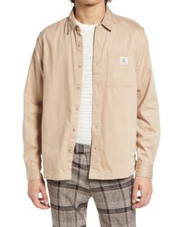 Topman Twill Shacket In Stone At Nordstrom