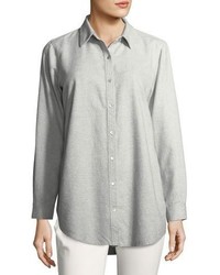 Eileen Fisher Organic Cotton Flannel Twill Boyfriend Shirt