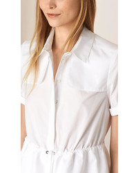 Burberry Peplum Detail Cotton Shirt Dress