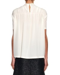 Rochas Glove Embroidery Short Sleeved Silk Top