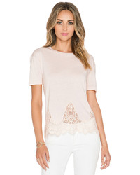 The Kooples Short Sleeved Jersey T Shirt With Lace