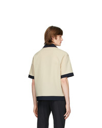 Deveaux New York Beige And Navy Panelled Resort Shirt