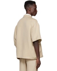 King & Tuckfield Beige Cupro Short Sleeve Shirt